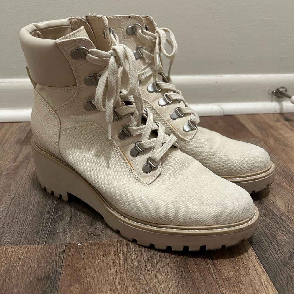 Dolce Vita Off-White Lace-Up Boots - Picture 2 of 8